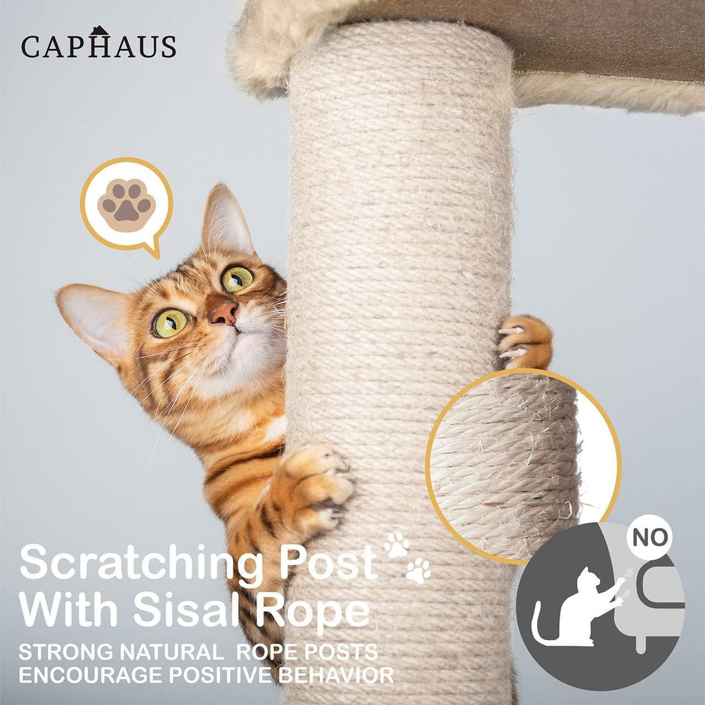 Cat Tree with Scratching Ramp, 37 Inch Indoor Cat Tower with Widened Padded Perch, Sisal Posts, Hammock and Cozy Condo for Cats and Kittens