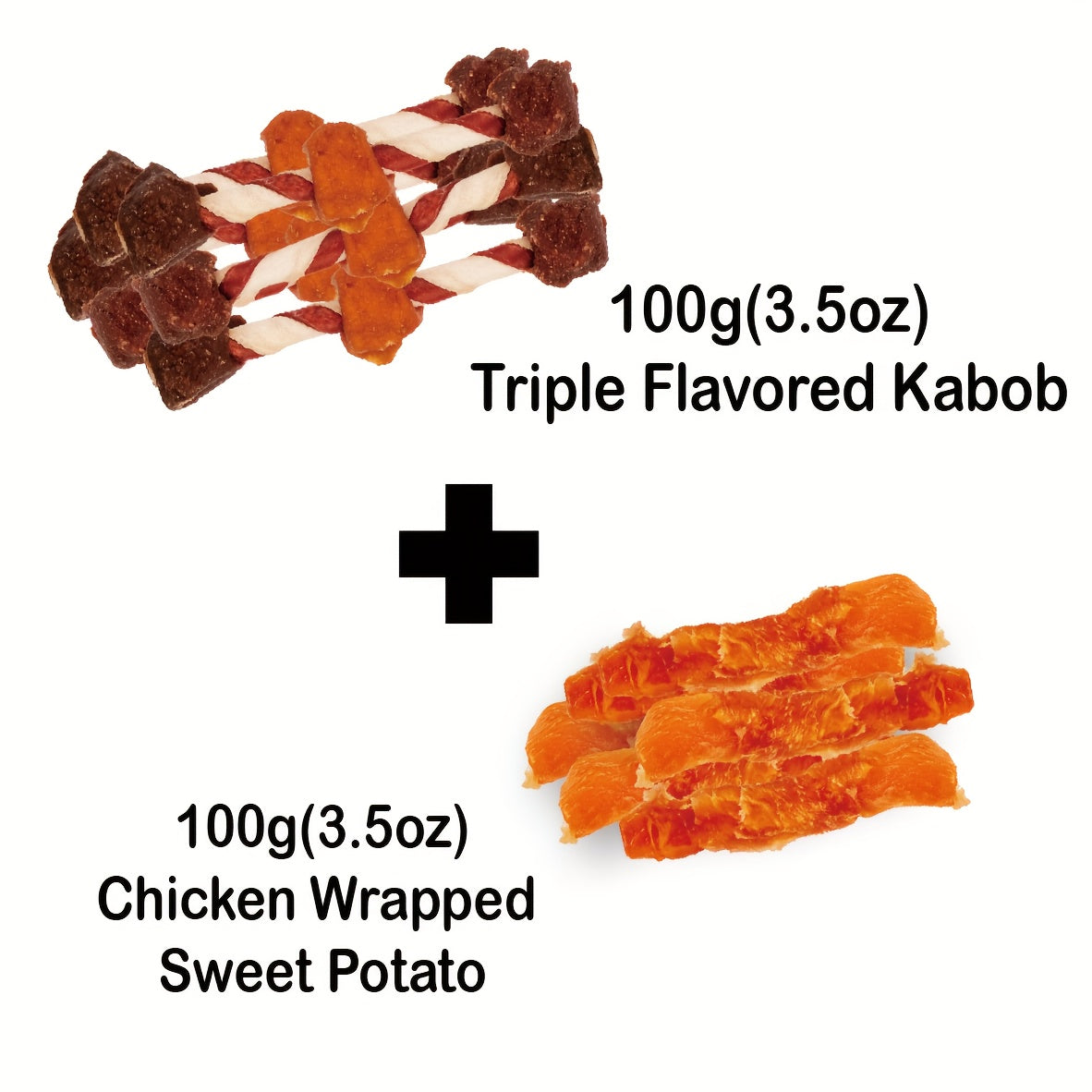 Dog Training Treats Grain Free Variety Pack, 2 Bags 7.05 oz with Triple Flavor Kabobs, Chicken Jerky, Duck Strips or Chicken Potato, High Protein Rewards for Puppies and Adult Dogs