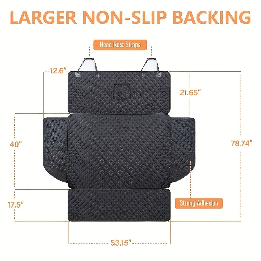 Dog Cargo Cover with Bumper Flap, Black Polyester Non-Slip Pet Trunk Mat for Compatible SUVs, Sedans and Vans, Everyday Travel Protector