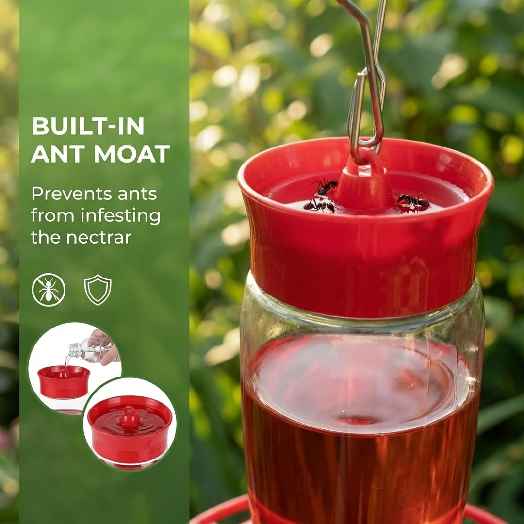 Hummingbird Feeders for Outdoors Hanging, 2-Pack Red 20 oz Nectar Feeders with Ant Moat, Six Flower Feeding Ports and Circular Perch