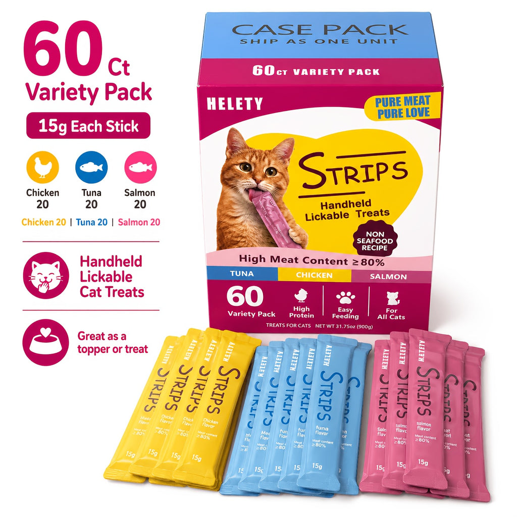 Creamy Lickable Cat Treats 15g, Squeeze Cat Snacks and Food Topper in Tuna, Salmon or Chicken, 10 Count Packs or 30 Count Chicken Option