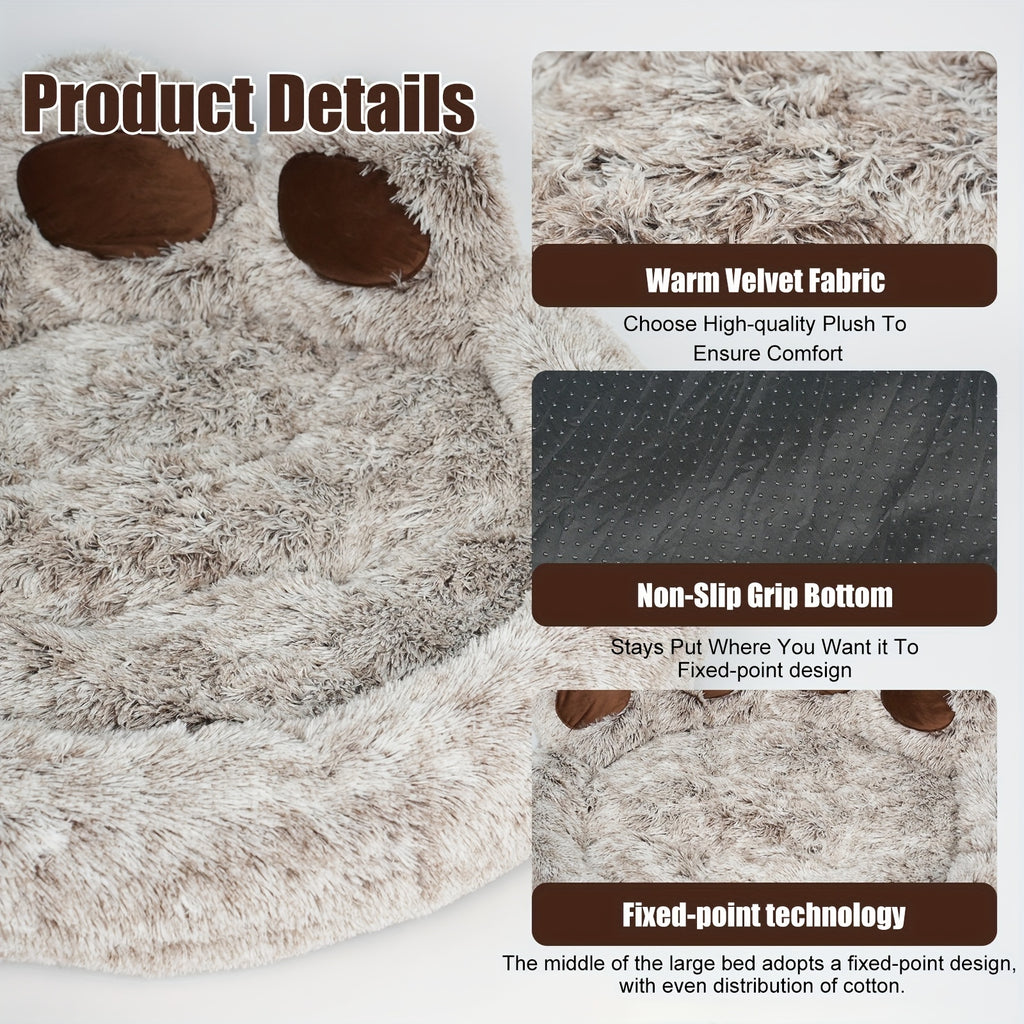 Bear Paw Dog Bed with Plush Raised Sides, Soft Cozy Cat Sleeping Cushion for Indoor Naps, Five Color Options and Six Sizes