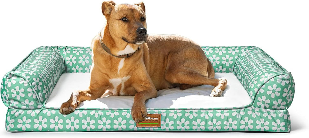 Dog Bed with Removable Bolsters, Egg Crate Foam Pet Sofa with Machine Washable Cover and Non-Slip Bottom, M L XL Sizes in Three Color Options