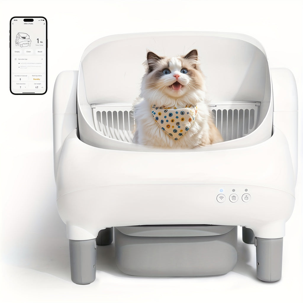 95L Automatic Cat Litter Box with App Control, Removable Washable Inner Tray and Built-In Safety Sensor for Multi-Cat Households