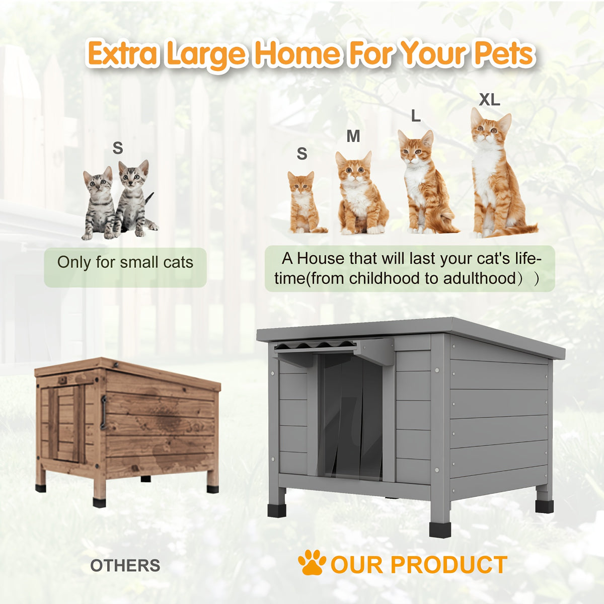 Two-Story Wooden Cat House in Yellow and Black, Indoor Pet Shelter and Apartment for Everyday Rest, Listed for Small and Medium Pets