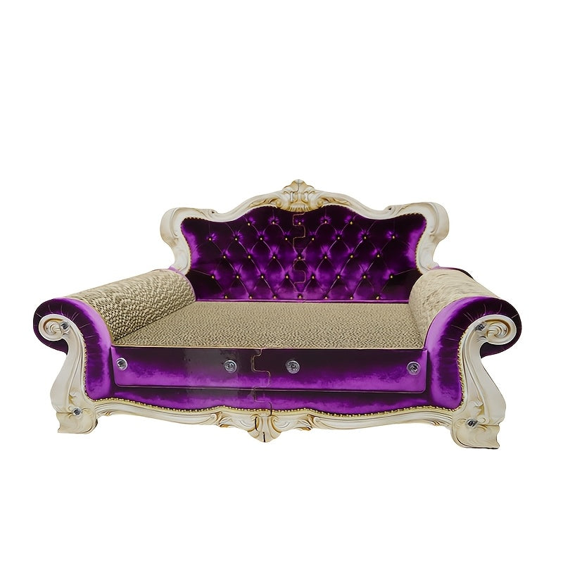 Cat Scratching Pad Sofa, European-Style Cat Lounger and Empress Bed for Indoor Scratching and Rest, Purple Yellow or Green, Big or Small