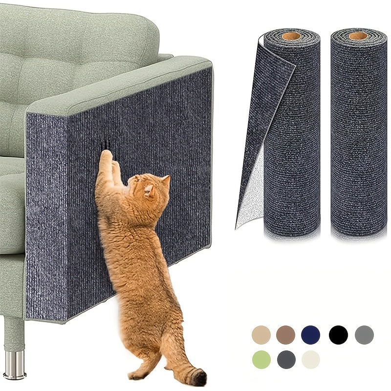 Self-Adhesive Cat Scratch Furniture Protector, Trimmable Scratching Mat for Sofa and Wall Coverage, Three Size Options and Eight Colors