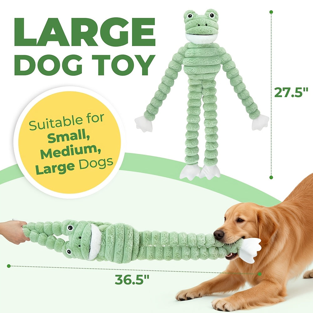 Large Plush Dog Toy 36 Inch with Squeaker and Crinkle Sounds, Tie-Dye Octopus or Frog Options for Supervised Interactive Play and Gentle Tug