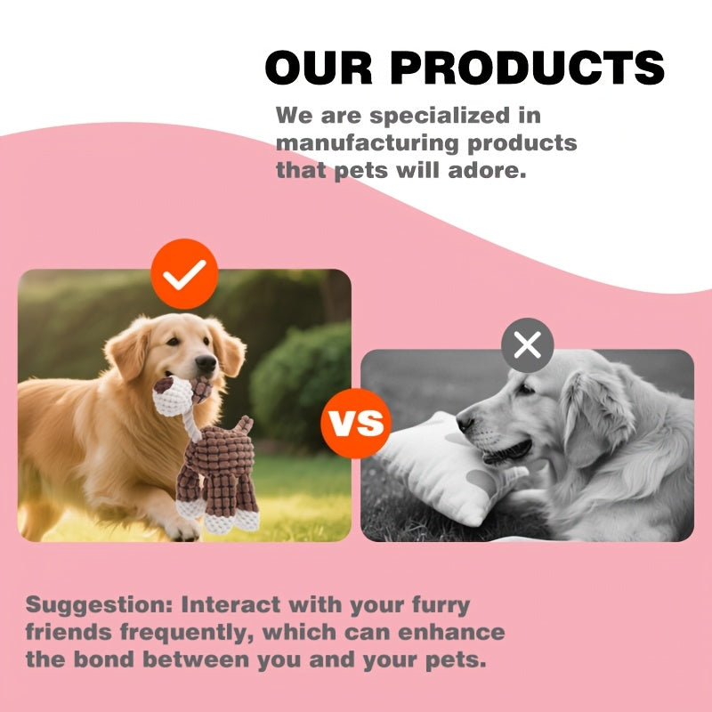 Plush Squeaky Dog Toys 6 Pack, Cute Animal Chew Toy Set with Corduroy Texture, Crocodile, Lion, Elephant, Dog, Donkey and Giraffe Shapes for Small and Medium Dogs
