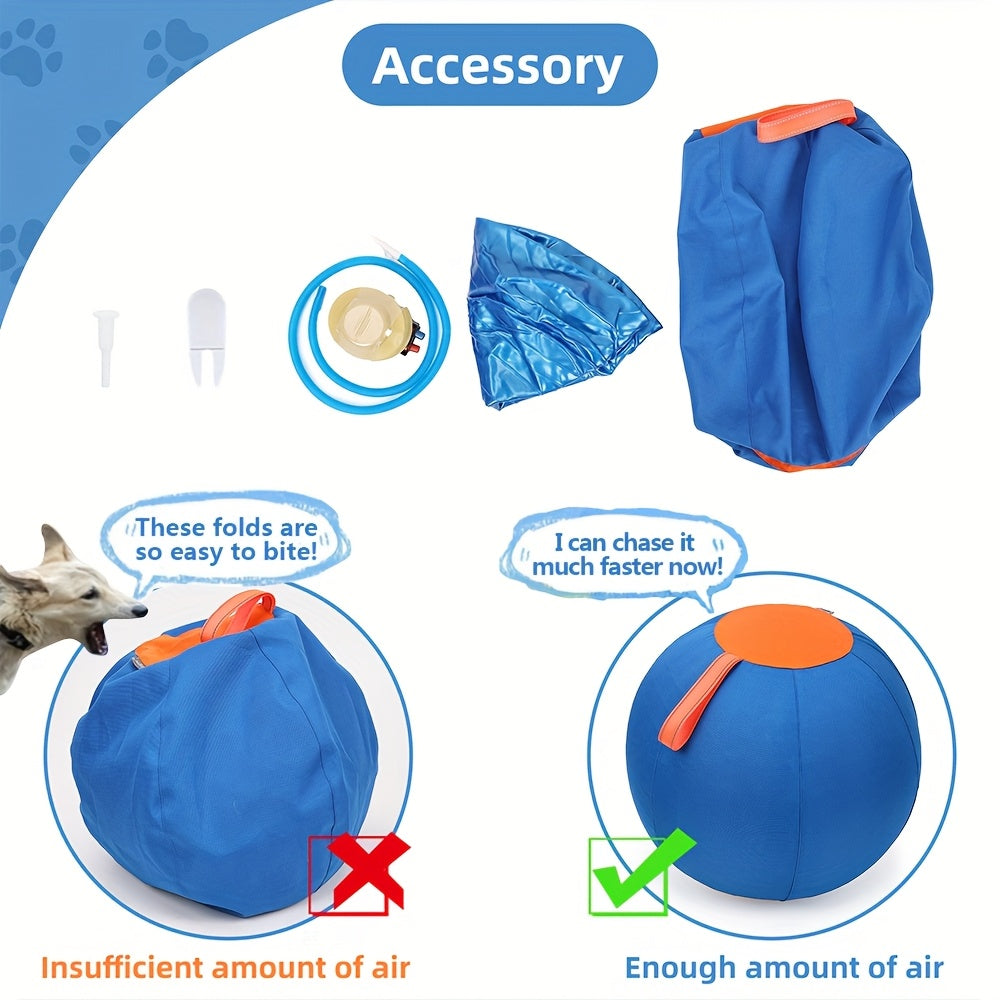 Inflatable Dog Herding Ball for Backyard Chase and Push Games, Battery-Free Interactive Pet Training Toy in Blue and Orange Options