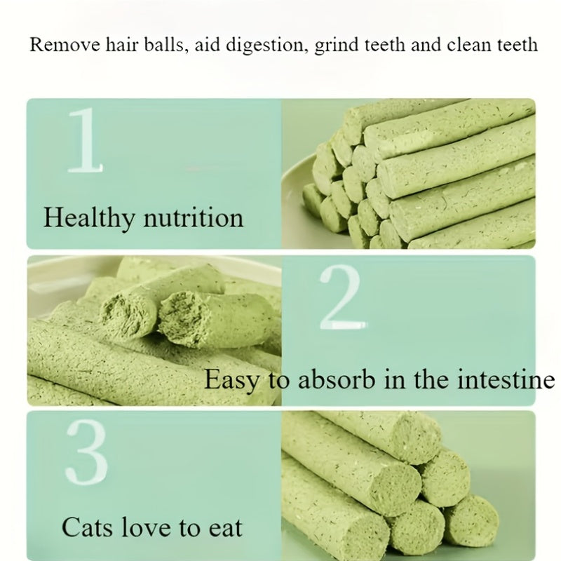 Cat Chew Treats with Cat Grass, Freeze-Dried Snack Sticks in 12 or 24 Piece Options for Supervised Treat Breaks and Cat Owner Gift Baskets
