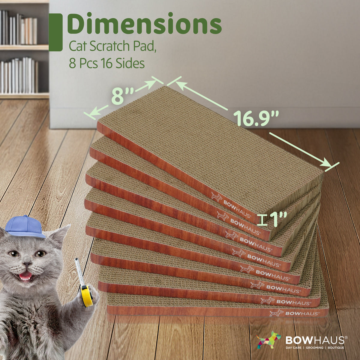 Reversible Cat Scratcher Lounger for Indoor Cats, Large Scratching Pad for Daily Stretching and Rest, Basic 8-Piece or Curved 1-Piece Options