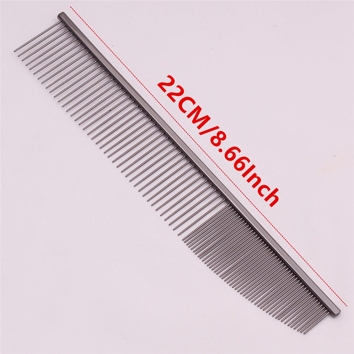 Coarse and Fine Pet Grooming Comb with Stainless Steel Teeth and Aluminum Handle, Manual Dog and Cat Coat Care Tool with Four Color Options