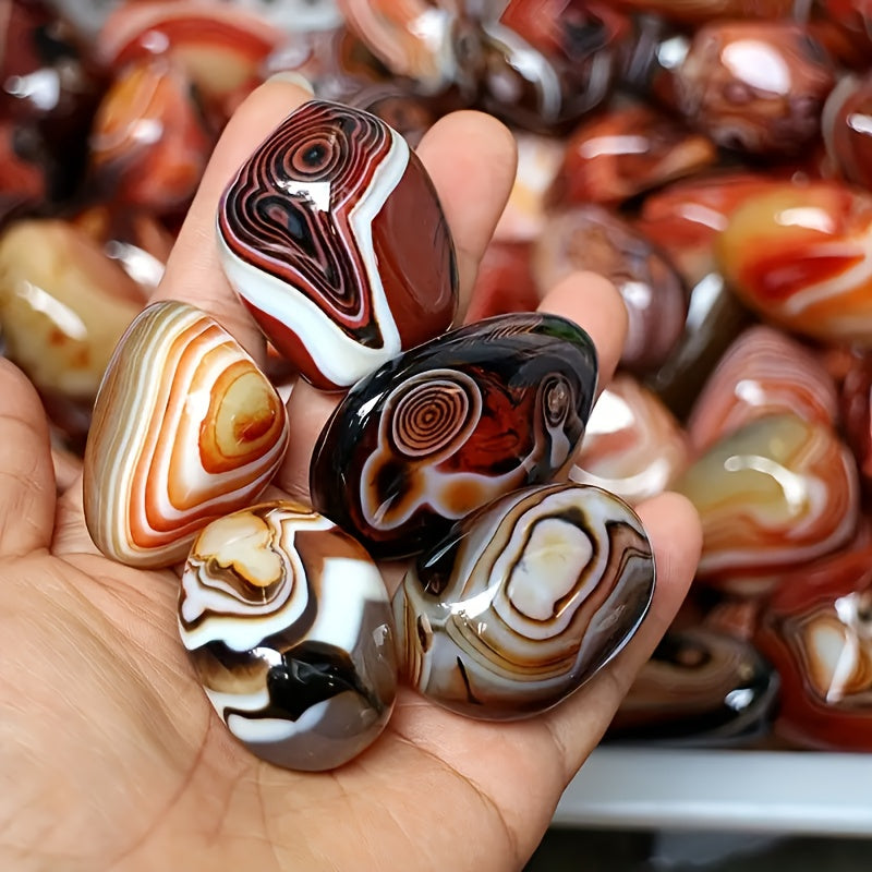 Polished Agate Stones, 1 lb Natural Decorative Rocks with Varied Patterns for Plant Pots, Home Displays, DIY Jewelry Projects and Gifts