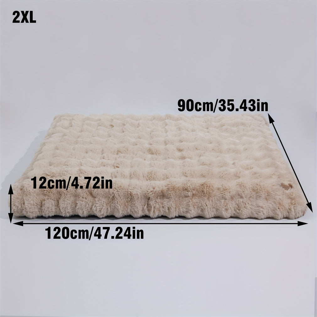 Foam Dog Bed with Waffle-Textured Removable Cover, Polyester Pet Crate Mat in Medium to 3XL Sizes for Indoor Rest, Grey or Khaki and Beige