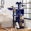 Cat Tree 57 Inch with Two Condos, Plush Multi-Level Indoor Kitten Tower with Round Platform, Ladder and Dangling Ball for Small Cats