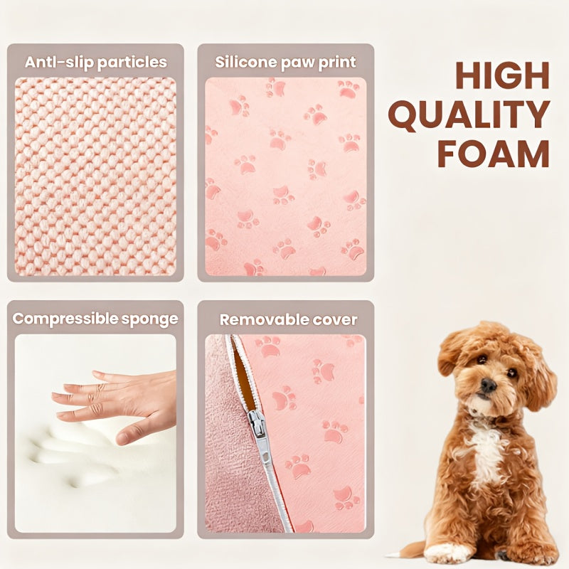Cushioned Dog Stairs for Small Dogs, High-Density Foam Pet Steps with Non-Slip Bottom and Removable Cover, 2 or 3 Steps for Suitable Beds and Couches