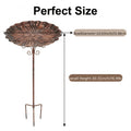 Garden Bird Bath with Ground Stake, 30.31-Inch Retro Metal Birdbath with Scalloped 10-Inch Basin, Copper or Bronze Color for Outdoor Yards