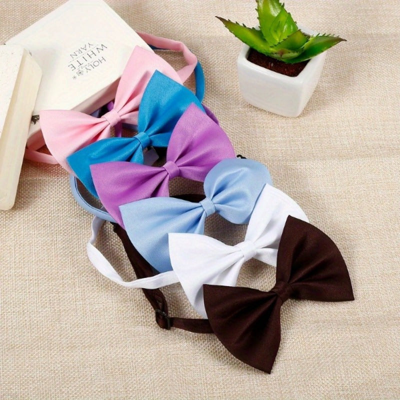 Pet Bow Tie Set 50 Pieces, Random Mixed Color Soft Fabric Dog and Cat Dress-Up Accessories for Grooming Finishes, Birthday Parties and Photo Sessions