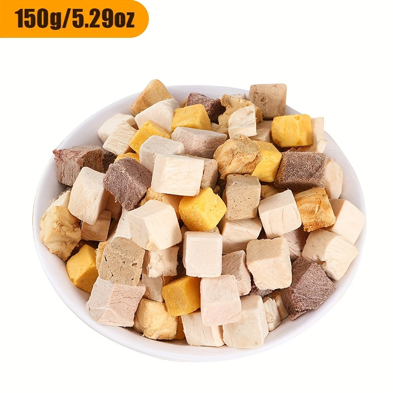 Triple Freeze-Dried Dog Treats, 150g Chicken, Beef Liver and Egg Yolk Snack Mix for Small and Medium Dogs, Supervised Training Rewards