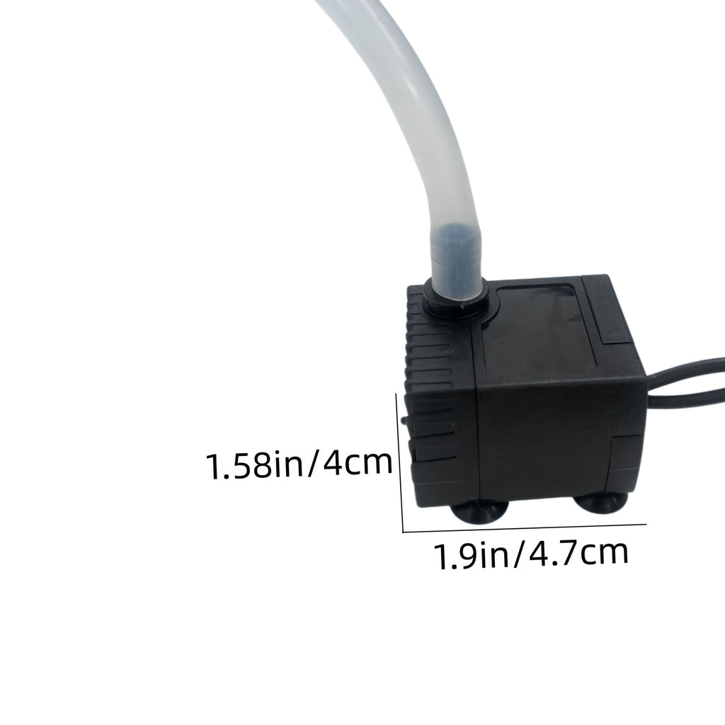 USB Aquarium Water Pump with Light and 39.37-Inch Clear Hose, Submersible Fish Tank Pump for Water Changes and Indoor Fountain Setups