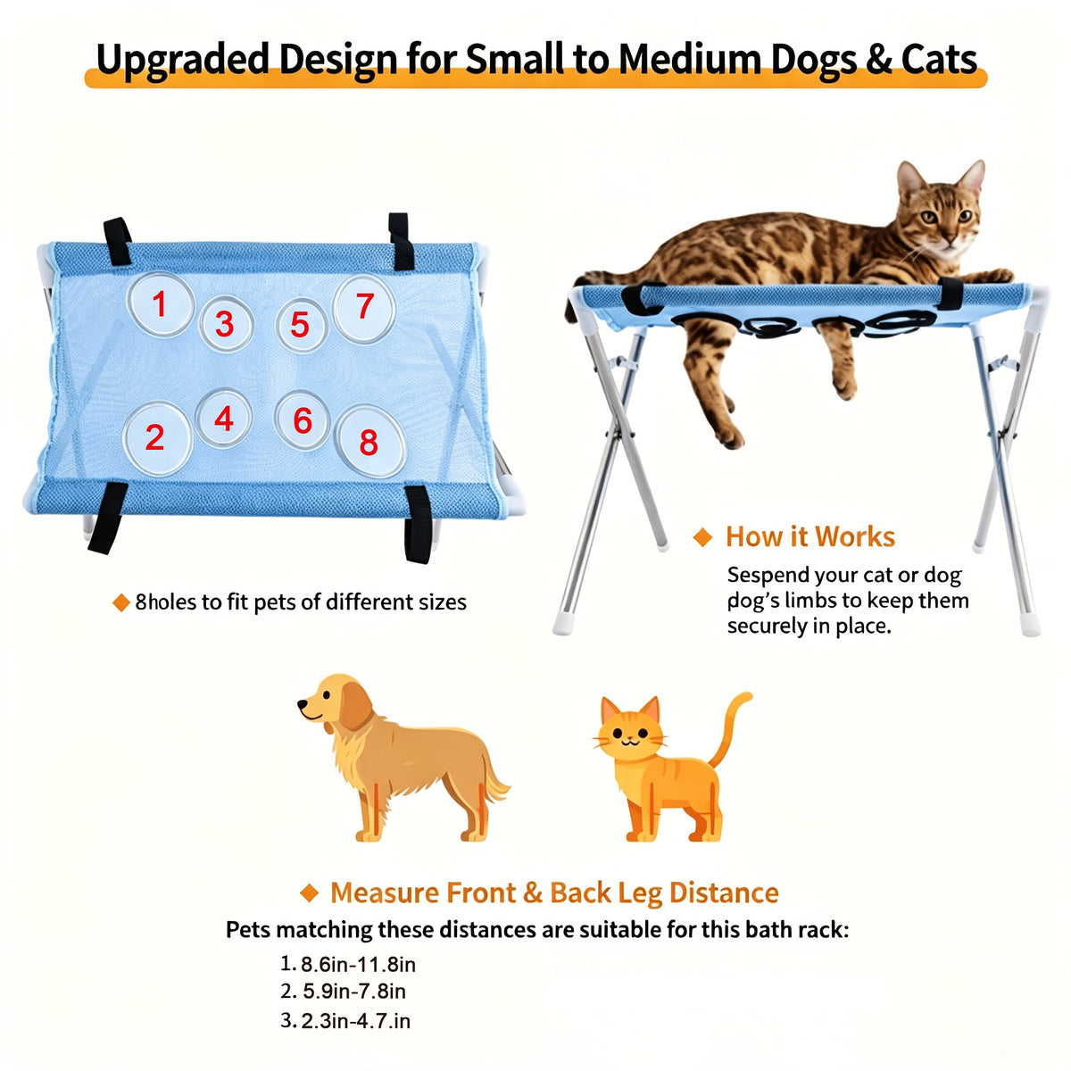 Pet Grooming Support Hammock with Fixing Brackets for Small and Medium Cats and Dogs, Nail Trimming, Bathing and Coat Care in Pink or Blue