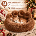 Donut Dog Bed with Bear Paw Design, Soft Plush Cuddler for Dogs and Cats, Cozy Indoor Sleeping Nest in Coffee Gray or Pink, 22 to 37 Inch Sizes