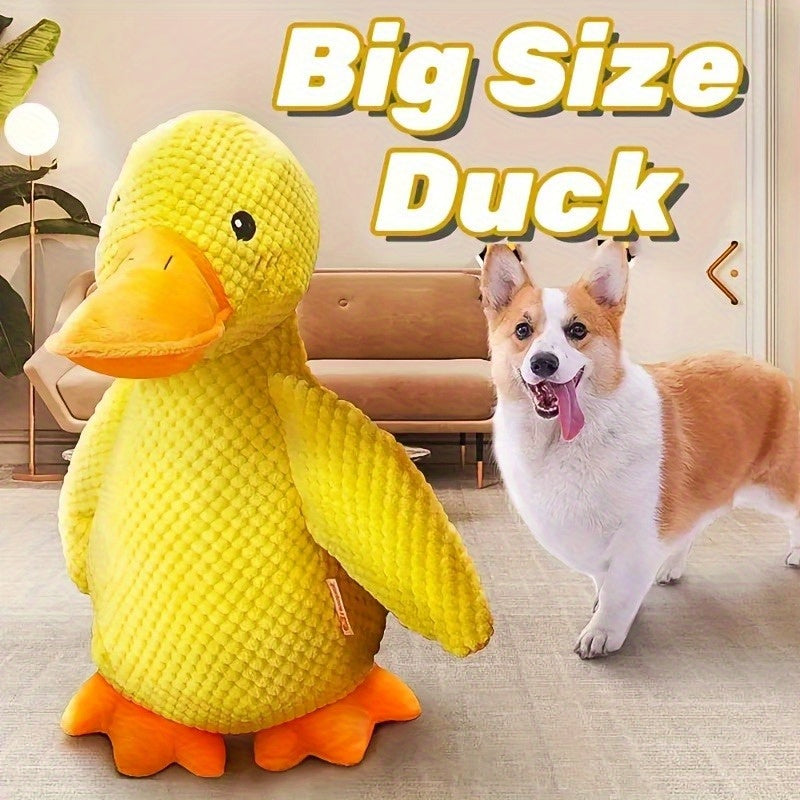 Plush Duck Dog Toy with Squeaker, Big Yellow Duck Soft Animal Toy for Supervised Interactive Games, Indoor Play and Dog Gift Baskets