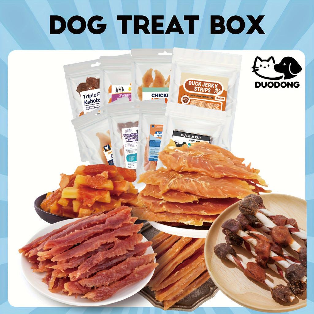Dog Training Treats Grain Free Variety Pack, 2 Bags 7.05 oz with Triple Flavor Kabobs, Chicken Jerky, Duck Strips or Chicken Potato, High Protein Rewards for Puppies and Adult Dogs