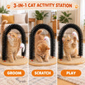 Cat Self Grooming Arch 3-in-1 Activity Station for Rubbing, Scratching and Play, Everyday Cat Enrichment Spot for Home Grooming Routines