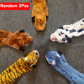 Unstuffed Squeaky Dog Toys, Random Color Plush Animal and Rope Play Options for Small and Medium Dogs, 1, 2, 3, 5 or 6 Piece Packs