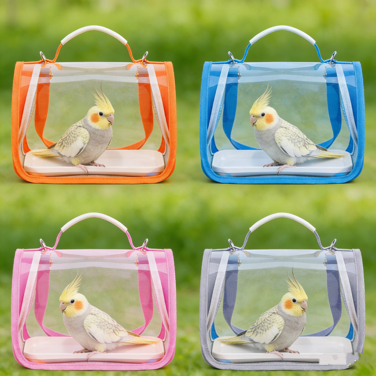 Small Bird Carrier with Perch, Portable Parrot Travel Bag with Clear Viewing Panels, Mesh Ventilation and Carry Handle for Vet Visits