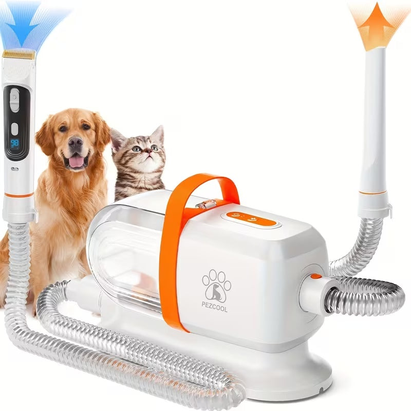 Pet Grooming Vacuum 12000Pa with 2.2L Dust Cup and 3 Suction Levels, Orange or Purple Dog Hair Collection System with 8-in-1 Kit Options