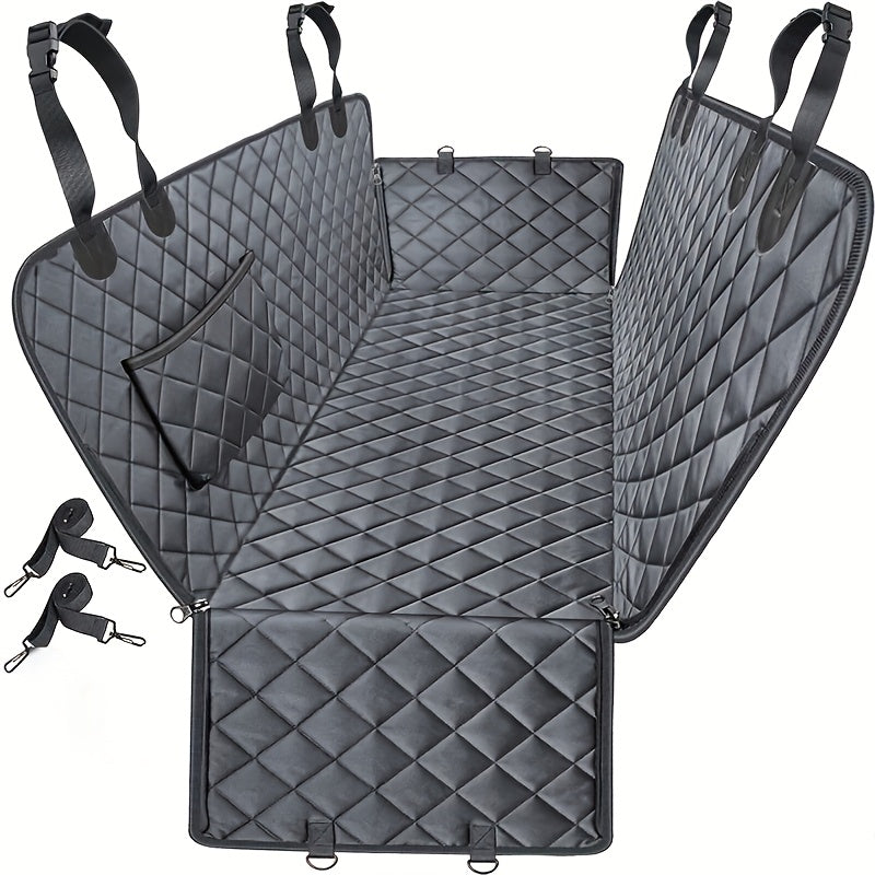 Quilted Dog Car Seat Cover 600D, Rear Seat Hammock and Cargo Liner with Side Flaps and Storage Pocket for Compatible Cars, Trucks and SUVs