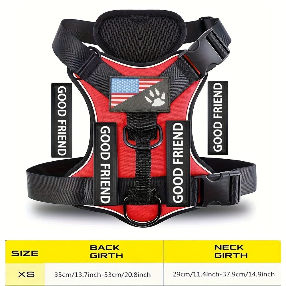 Service Dog Harness with 5 Removable Patches, Reflective Adjustable Soft Oxford Dog Vest with Inner Mesh Layer and ID System for Small Medium Large Dogs, Public Access and Mobility Aid Vest for Walking