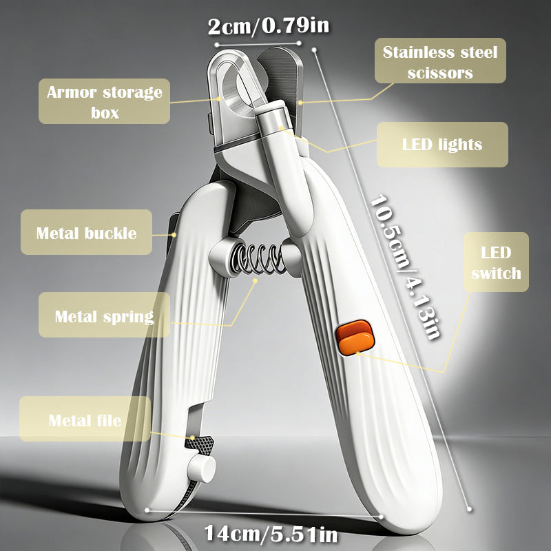Pet Nail Clipper with Safety Guard and Splash Cover, 2-in-1 Cordless Nail Trimming Tool for Dog and Cat At-Home Grooming, Without Battery