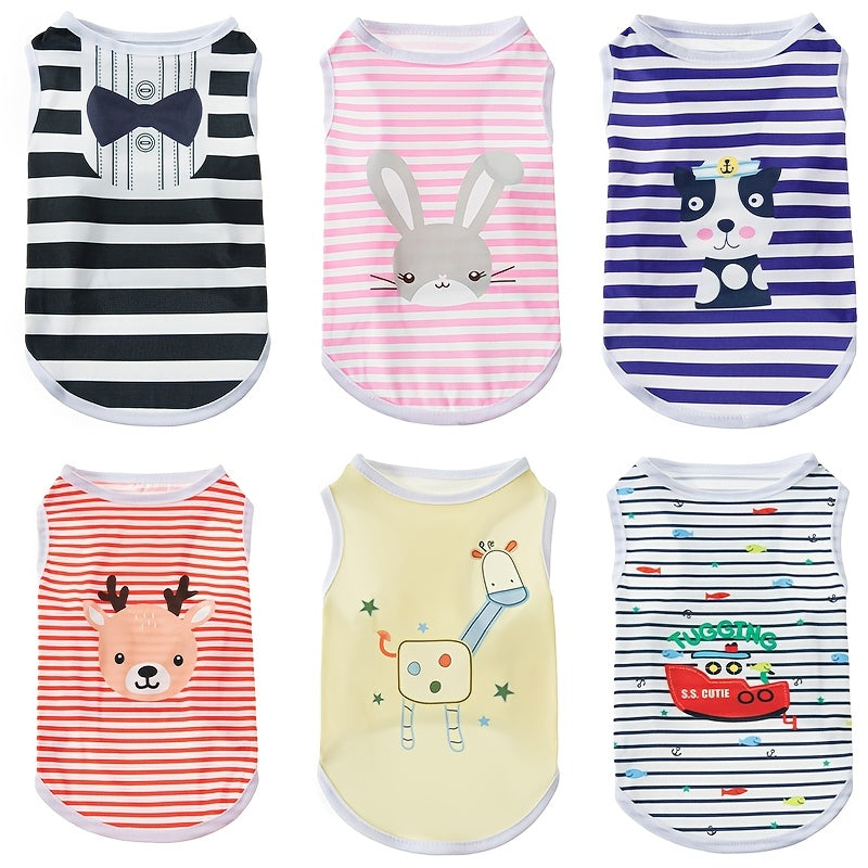 Dog Clothes 6 Pack with Cute Prints, Breathable Polyester Pet Outfits for Small and Medium Dogs and Cats, XS to XL for Everyday Dress-Up and Photos
