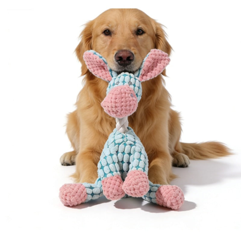 Washable Squeaky Plush Dog Toy for Small and Medium Dogs, Seven Animal Style Options with Goat, Giraffe, Donkey and Puppy Designs for Gentle Play