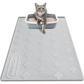 Silicone Cat Litter and Feeding Mat 34 x 22 Inches, 3-in-1 Washable Non-Slip Floor Protector with Raised Edges in Light Grey or Dark Gray