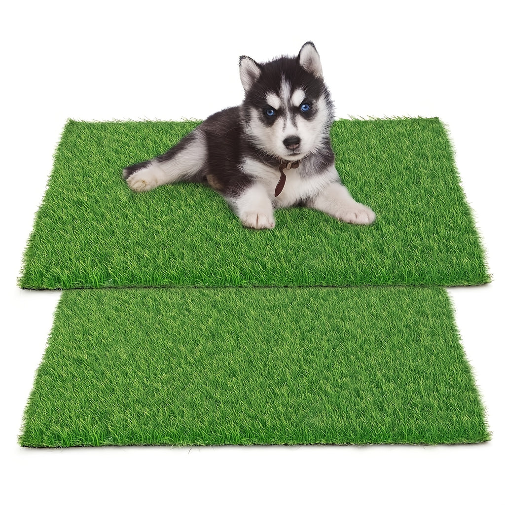 Washable Dog Potty Grass Mats with Drainage Holes and Rubber Backing, Reusable Artificial Turf Pads in Four Sizes for Indoor Training and Outdoor Use