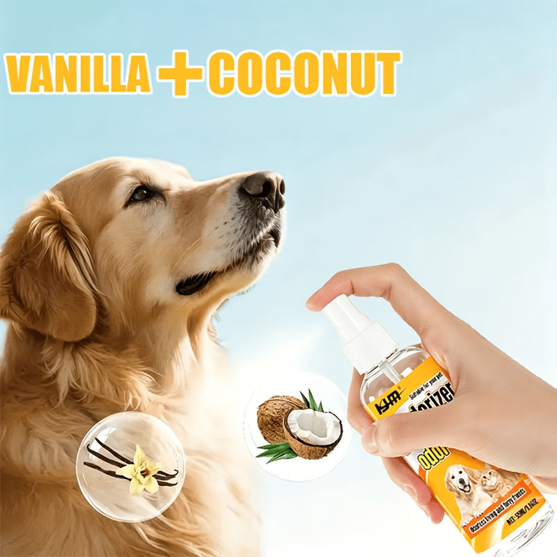 Vanilla Coconut Pet Deodorizing Spray, Portable Pet Fragrance Mist for Everyday Grooming Freshness, Surfactant-Free Formula, 1 Piece
