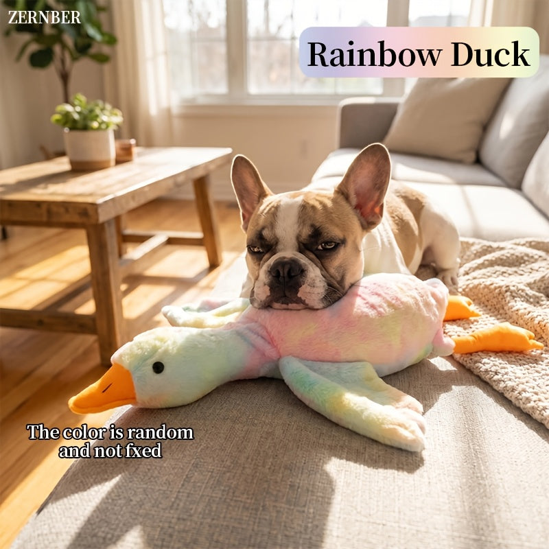 Plush Goose Dog Toy with Embroidered Eyes, 50 cm Soft Washable Pet Companion for Gentle Indoor Play, Multicolor, White or Gray