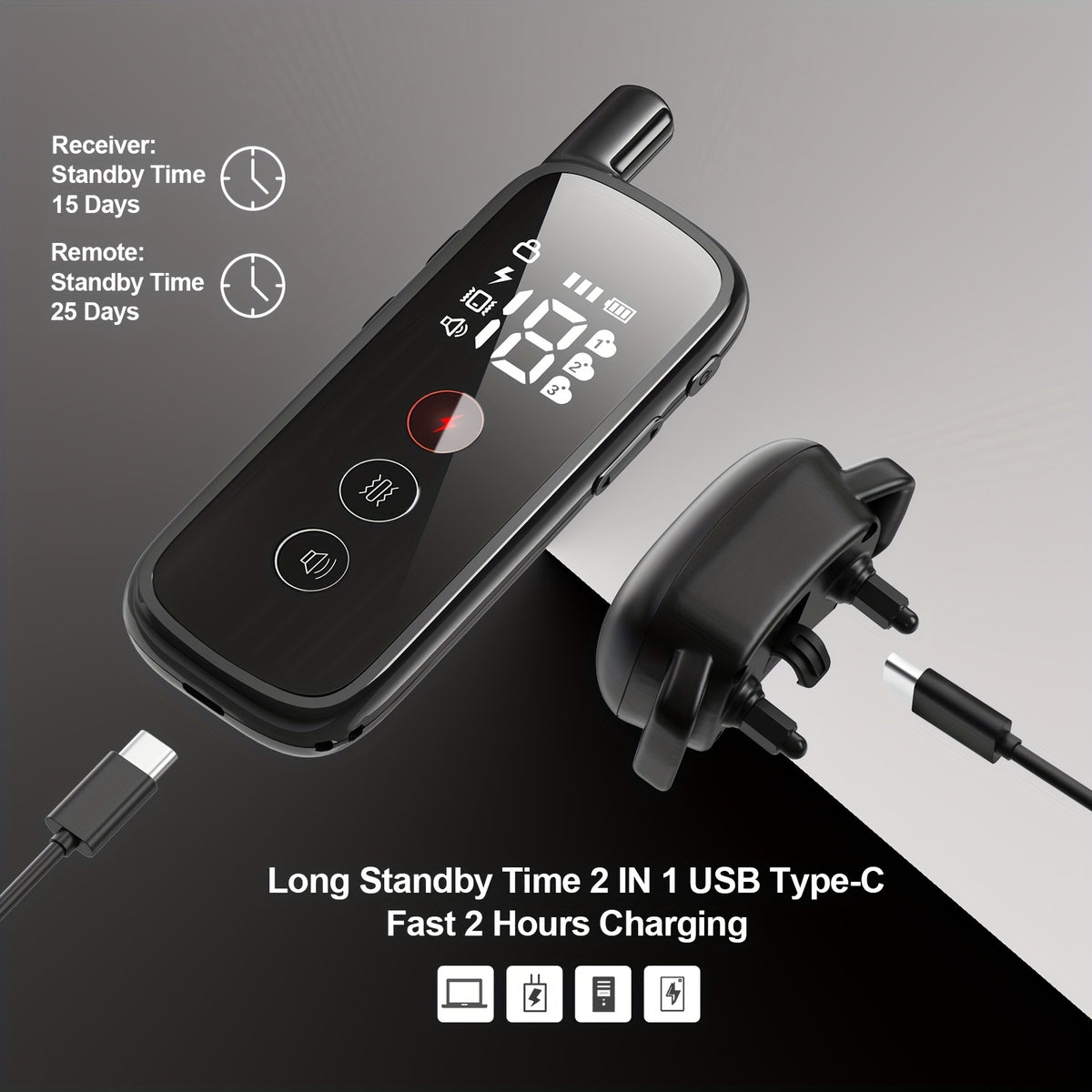 Dog Training Collar 1640ft with Remote, Black USB Rechargeable E Collar with Buzz, Vibration and Static Modes for Supervised Training, 1 to 3 Dog Options