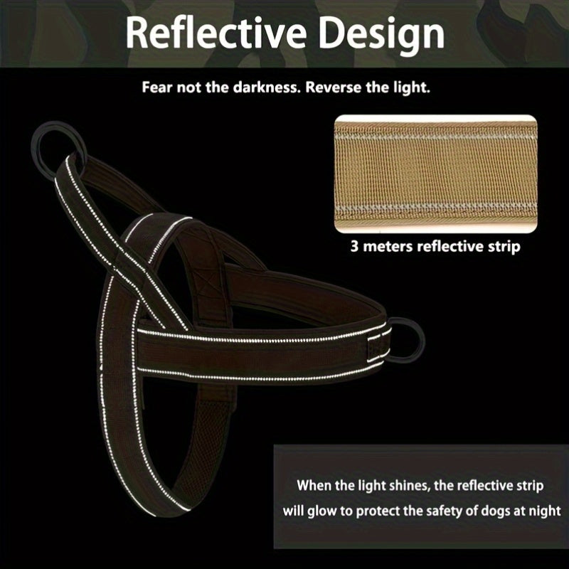 Front Clip Dog Harness with Top Handle, Adjustable Reflective Chest Strap Design for Daily Walks and Training, Black Khaki or Pink in S M XL