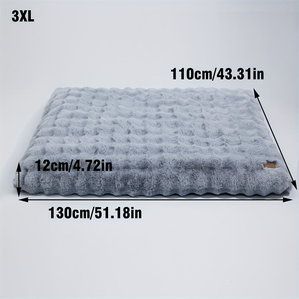 Foam Dog Bed with Waffle-Textured Removable Cover, Polyester Pet Crate Mat in Medium to 3XL Sizes for Indoor Rest, Grey or Khaki and Beige