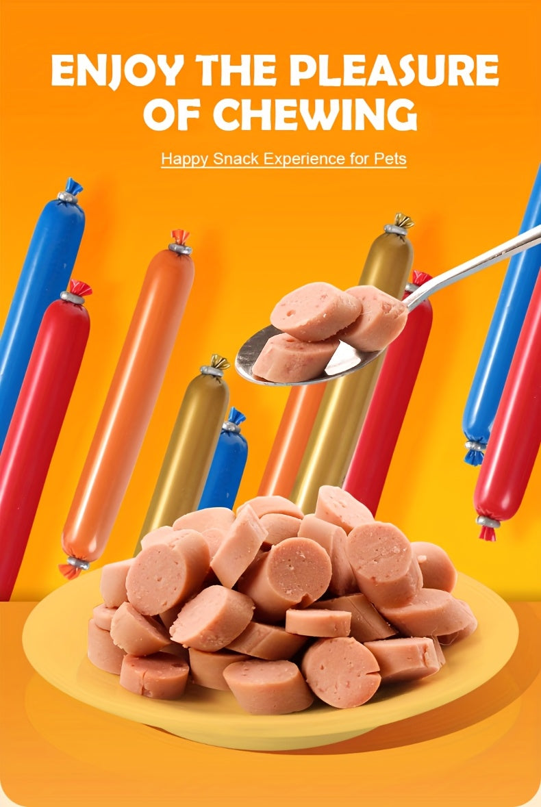 Dog Sausage Treats 32 Pack, Individually Wrapped Chewy Snack Sticks for Supervised Training Rewards, Everyday Treat Time and Holiday Dog Gifts