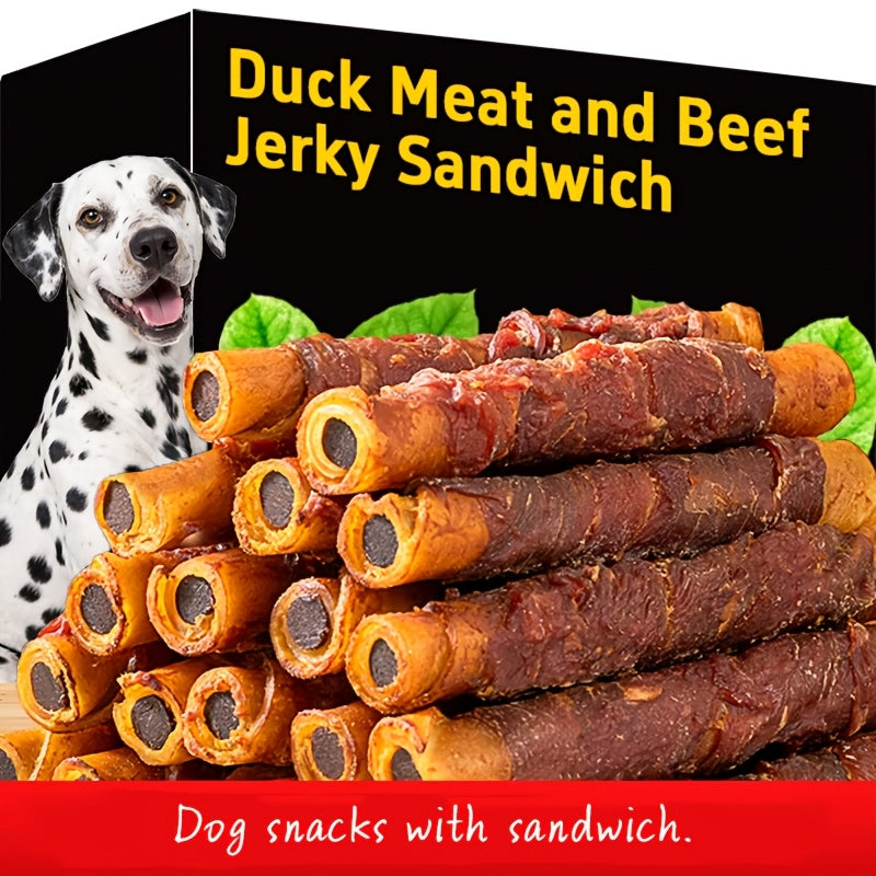 Duck Wrapped Beefhide Dog Chews, 116g 4.09oz Layered Chew Sticks with Thick Chewy Texture for Medium and Large Dogs, Supervised Reward Treats