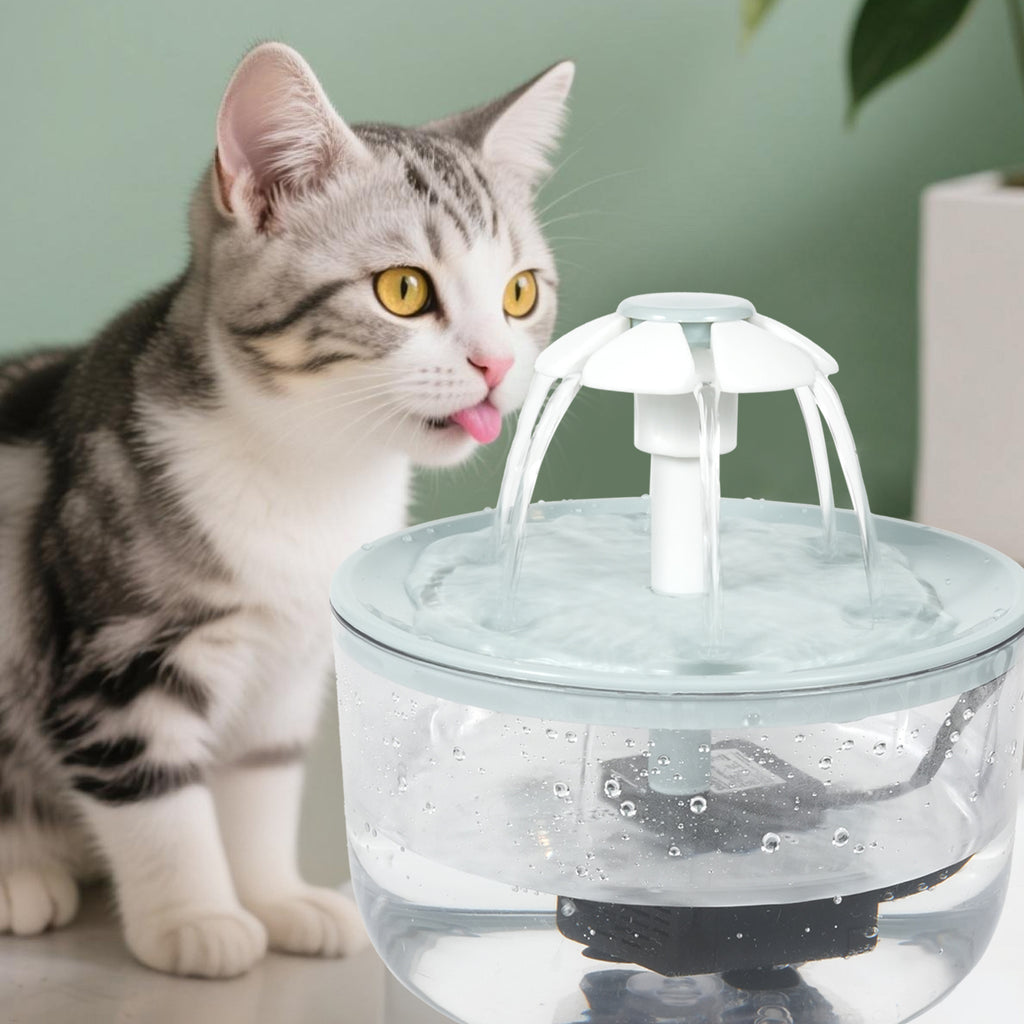 Cat Water Fountain 48oz with Triple Filtration, Quiet USB Powered Pet Drinking Dispenser for Cats and Small Dogs, Transparent or White