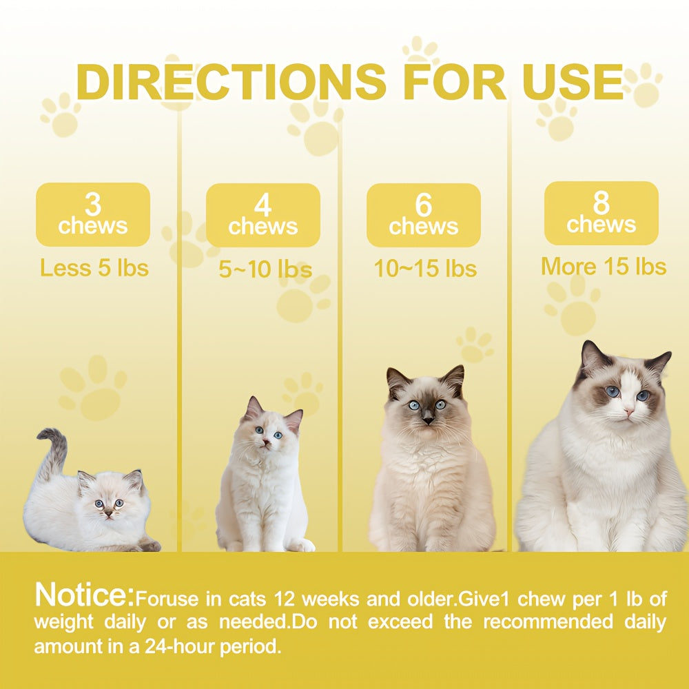 Cat Calming Treats, 150 Count Chicken Flavor Dual-Texture Chews with L-Theanine, Tryptophan and Chamomile, 75g Feline Supplement