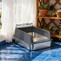 High-Sided Stainless Steel Cat Litter Box with Snap-Lock Design, Easy-Clean Metal Litter Tray for Indoor Cats, Black and Gray Options